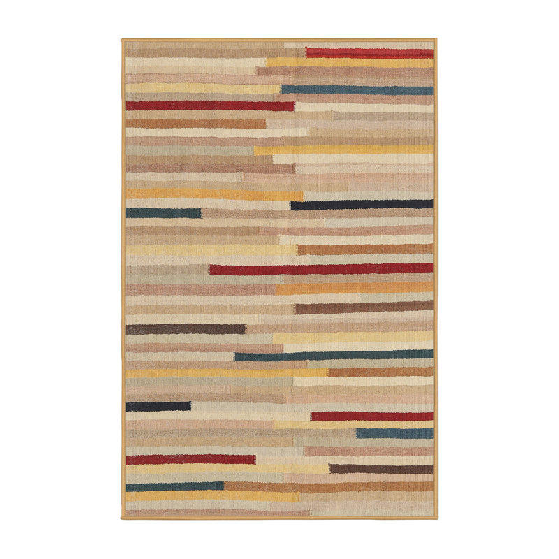 Tapis beige / brun à rayures Tien, Rectangle 5 pi x 7 pi
