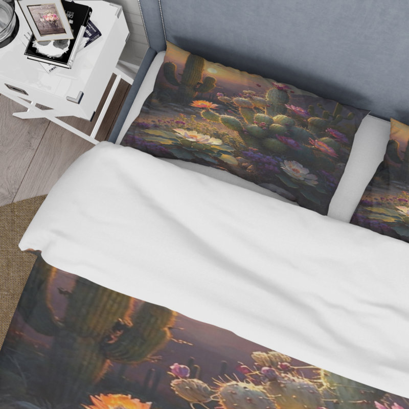 Ensemble de housse de couette en microfibre / polyester Cactus In Desert I, Housse de couette pour grand lit et 2 taies décor