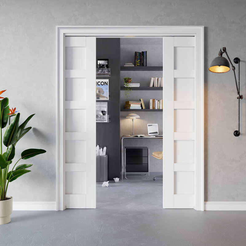 Porte intérieure coulissante 5 portes, 48 po x 80 po, 2