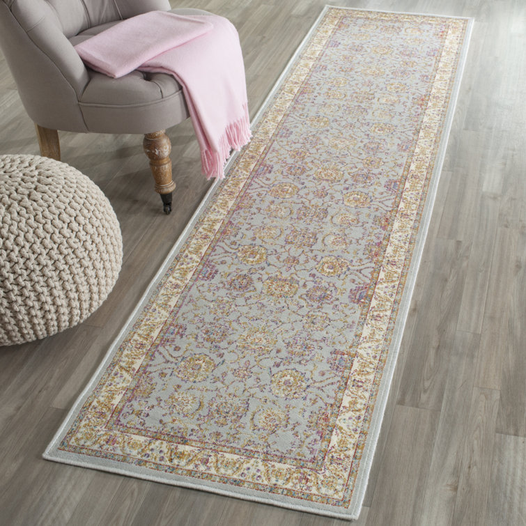 Enlow Sevilla Viscose Oriental Rug in Ivory/Silver