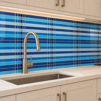 échantillon - Mosaïque De Verre De Taille Aléatoire De Cristal En Bleu