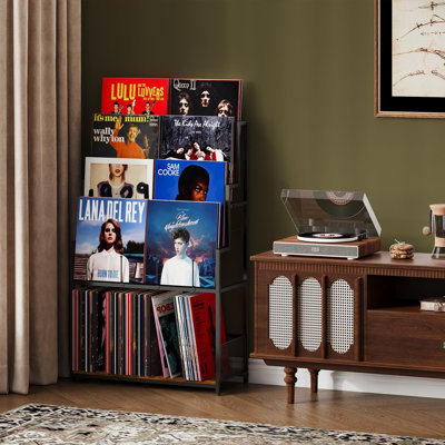 5-Tier Vinyl Record Storage Stand Holder With Record Display Shelf, Large Capacity Vinyl Organizer,250-320 Albums Storage Metal Record Rack For LP, CD by 17 Stories