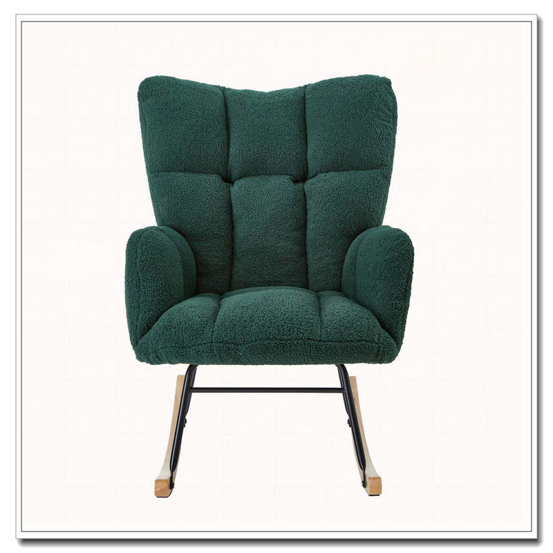 Chaise berçante en tissu Teddy, Vert