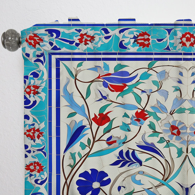 Porte Elain Marocain Elata - carreaux bleus Elata - velours obscurcissant - 1 panneau Elata, L 52 po x L 84 po