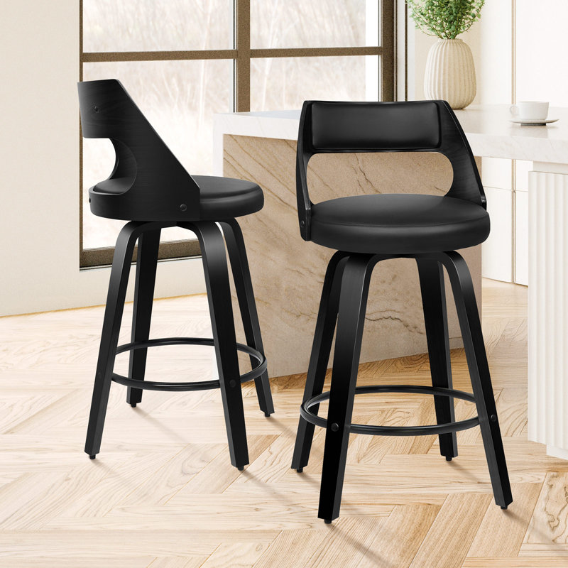 ALFORDSON 2x Bar Stools Swivel Padded Backrest Dining Kitchen Chair