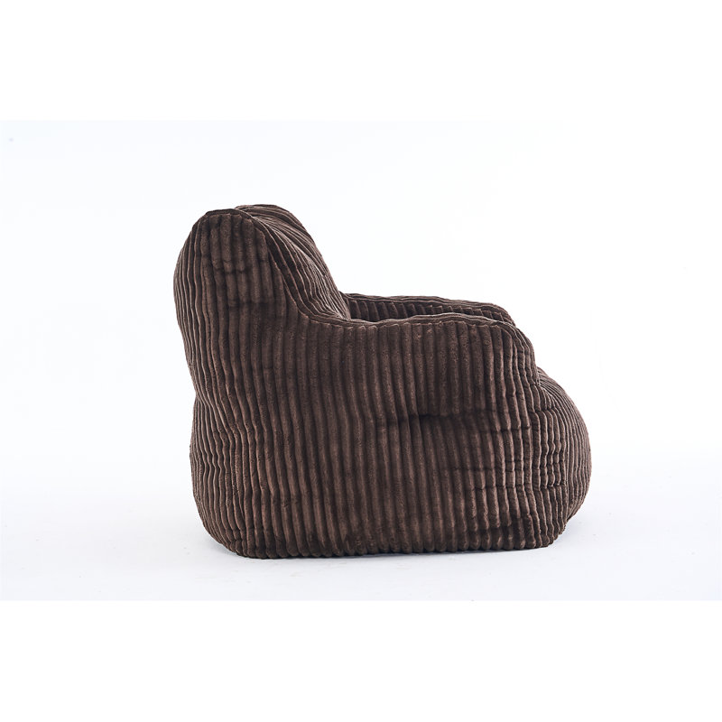 Soft Fluffy Corduroy Fabric Bean Bag Chair Filled With Memory Sponge, Brown Corduroy