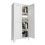 Armoire de rangement 61 po à 2 portes galbées, armoire de rangement en métal avec portes et tablettes réglables, pour chambre à coucher, salon (blanc)-1450454336