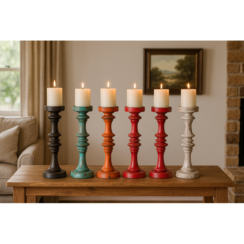 Baluster Pillar Candle Stand -Medium -Black,  29'' H x 7.5'' W x 7.5'' D, Black
