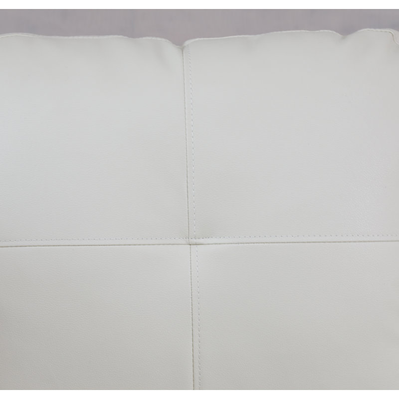 Jayzen 3-Piece Vegan Leather L-shaped Living Room Sectional with Storage Ottoman, Left Hand Facing, White Faux Leather