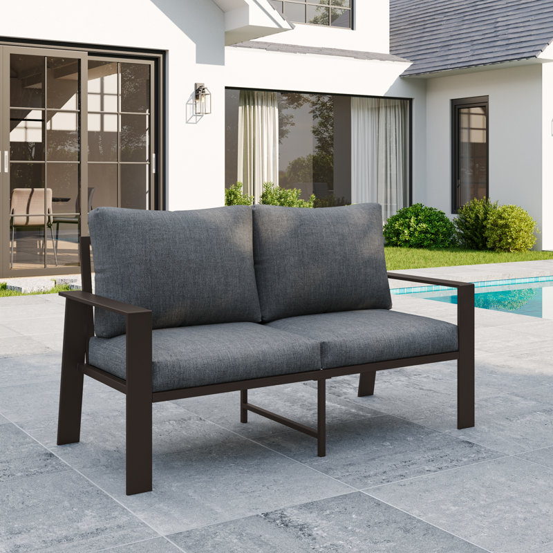 2-Seater Outdoor Patio Loveseat – All-Weather Aluminum Frame with Premium Cushions, Gray