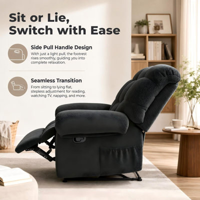 36.2" Wide Recliner Lounge Chair, Overstuffed Manual Recliner Chair for Living Room Bedroom Home Office