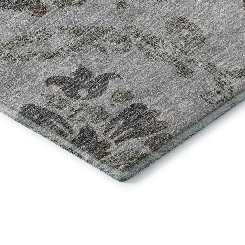 Premium Machine Washable Prisco Gray Rug, Rectangle 10' x 14'