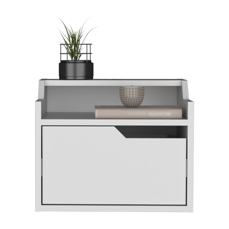 Floating Nightstand Chester, Bedroom, White, White