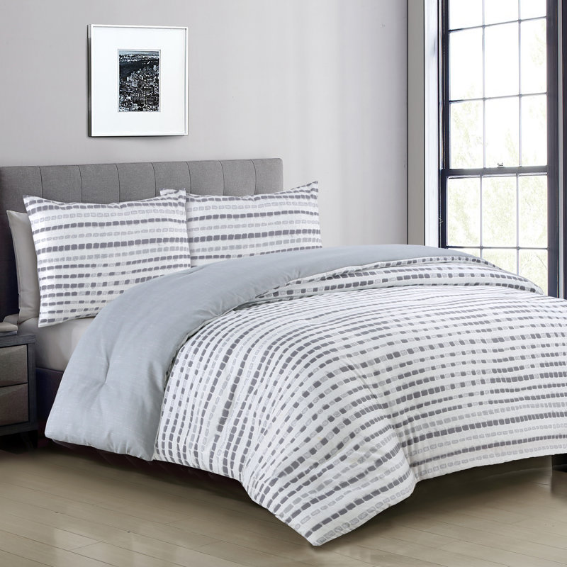 Full Gray Reversible Microfiber Bedspread Set