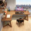 Brown L-Shaped Solid Wood writing desk