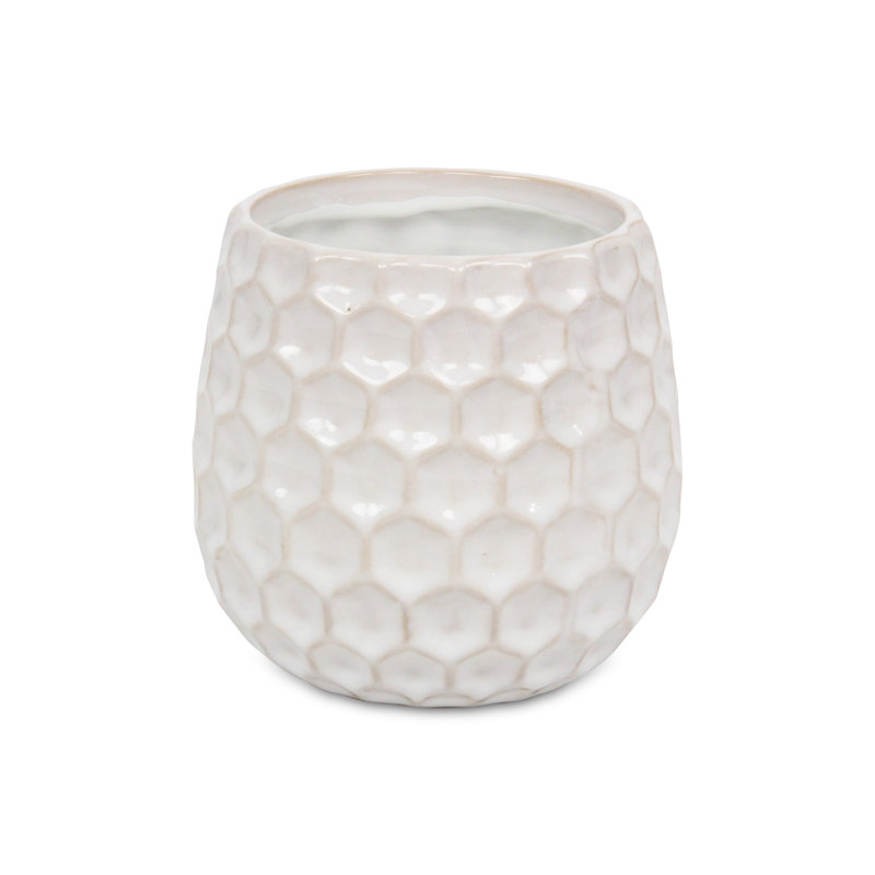 Eddins Handmade Ceramic Pot Planter, White, 5.5" H x 5.75" W x 5.75" D