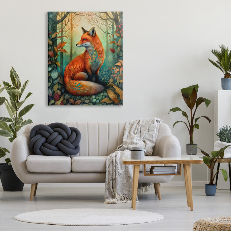«Vibrant Fox in Forest Foliage», reproduction sur toile tendue, H 48 po x l 36 po x P 1,5 po