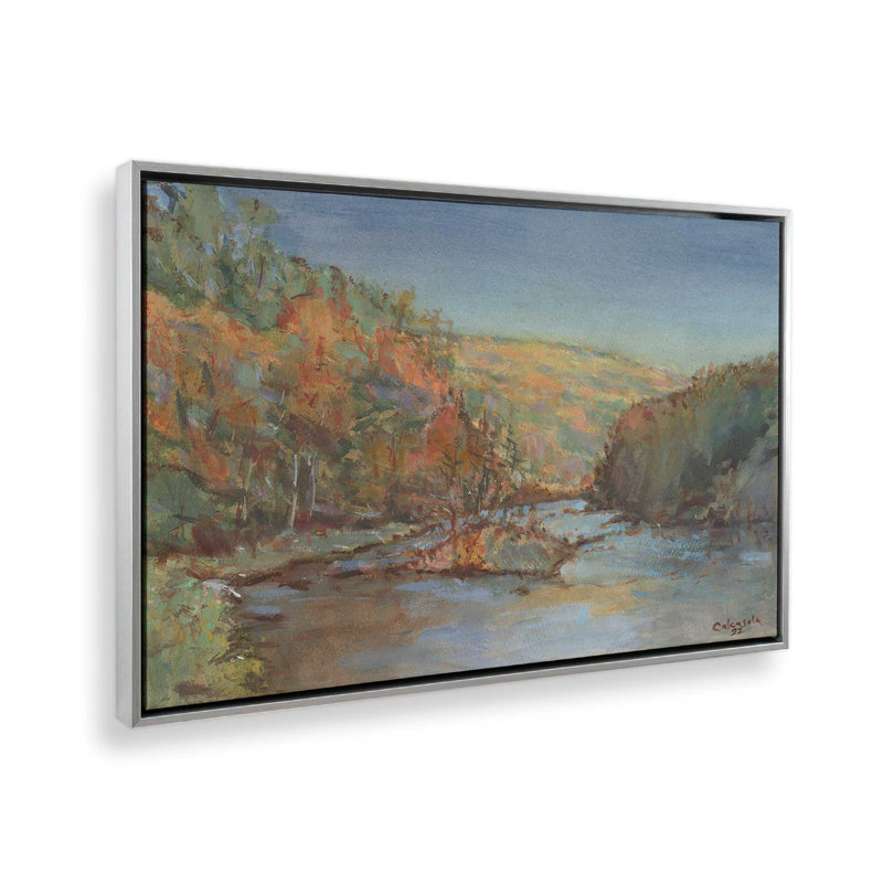 «Westfield River in the Fall» par Stephen Calcasola, reproduction d'art, H 18 po x l 24 po, Argent argent