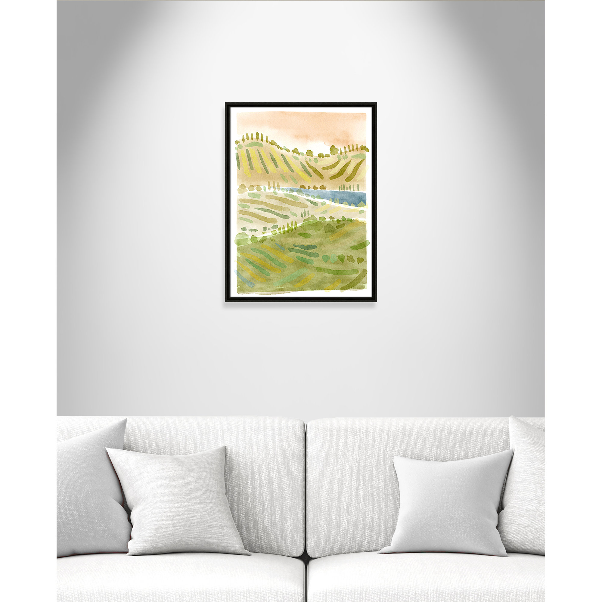 Tuscan Countryside Print by Leah Straatsma, Espresso Floater Framed Canvas, 25.5" H x 19.5" W x 2" D, No Mat
