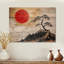 Soleil éternel de paysage japonais I - Art mural traditionnel sur bois de pin naturel-1895319200