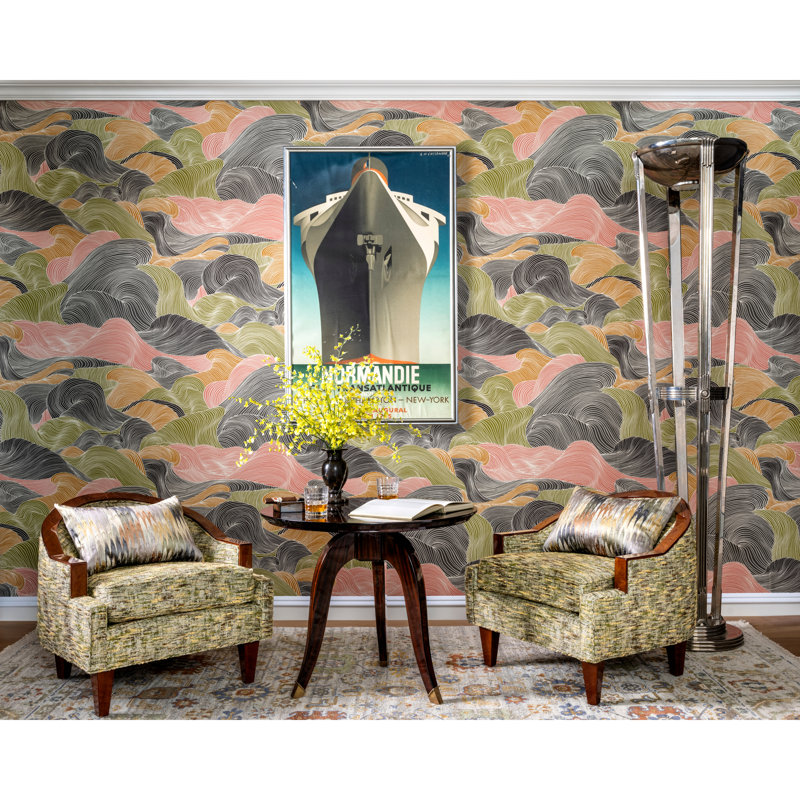 Celeste Tourbillon Abstract Pulp Blend Roll, Black/Green/Orange