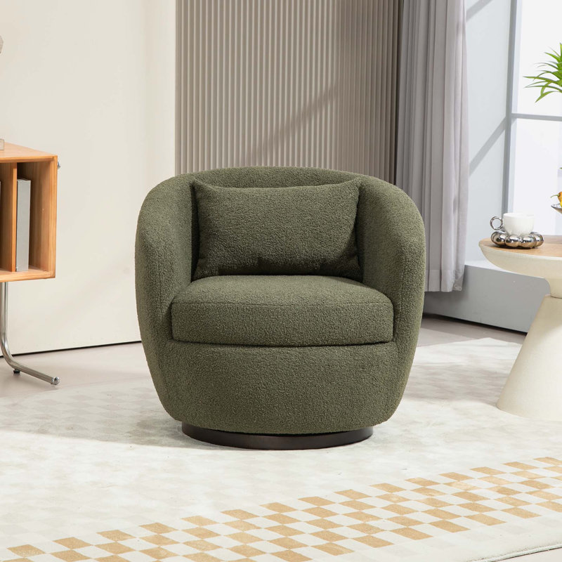 Fauteuil demi-tonneau pivotant de 30,3 po Dollinda, Vert foncé