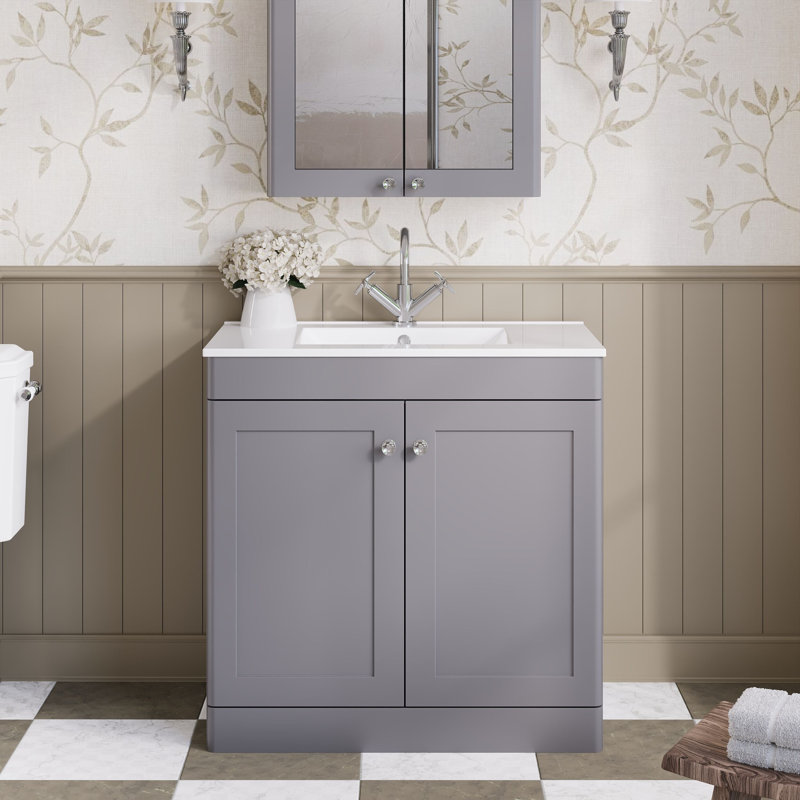 Classique Bathroom Vanity, Satin Grey, 80.5 cm W