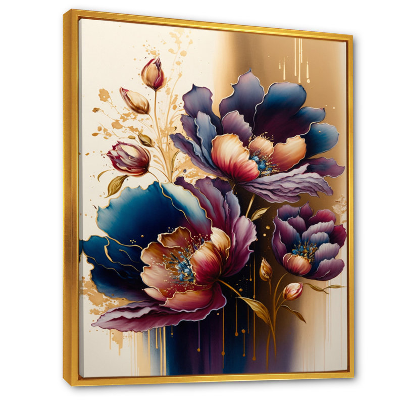 «Night Shade Tulip Design II», reproduction sur toile, H 40 po x l 30 po x P 1,5 po, Toile avec cadre flottant or