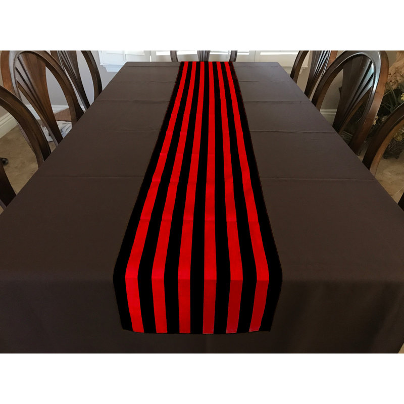 Stripes Print Table Runner, 60" Runner, Red/Black, 12"