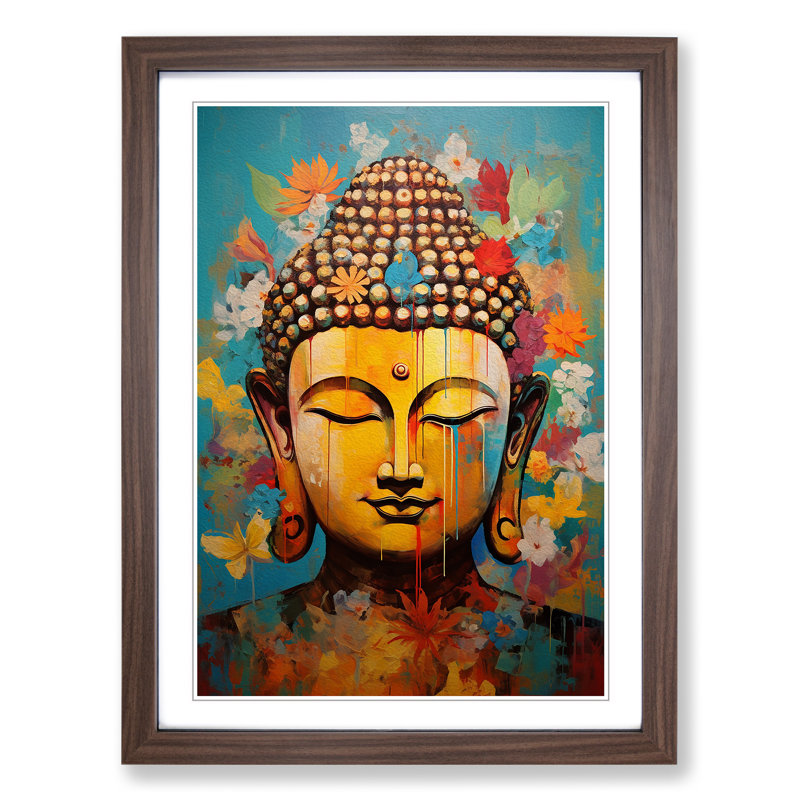 Buddha Expressionism Art - Framed Print, Walnut, 46cm H x 34cm W x 2cm D