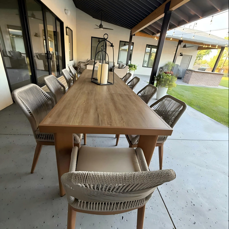 Ensemble de salle à manger rectangulaire en aluminium pour 10 personnes avec coussins