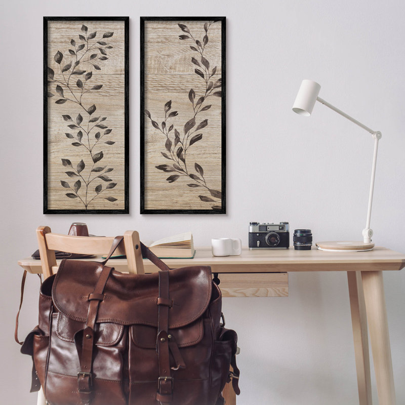 Rustic Botanical Winding Sprigs Canvas Print with Black Frame, 13" x 30"