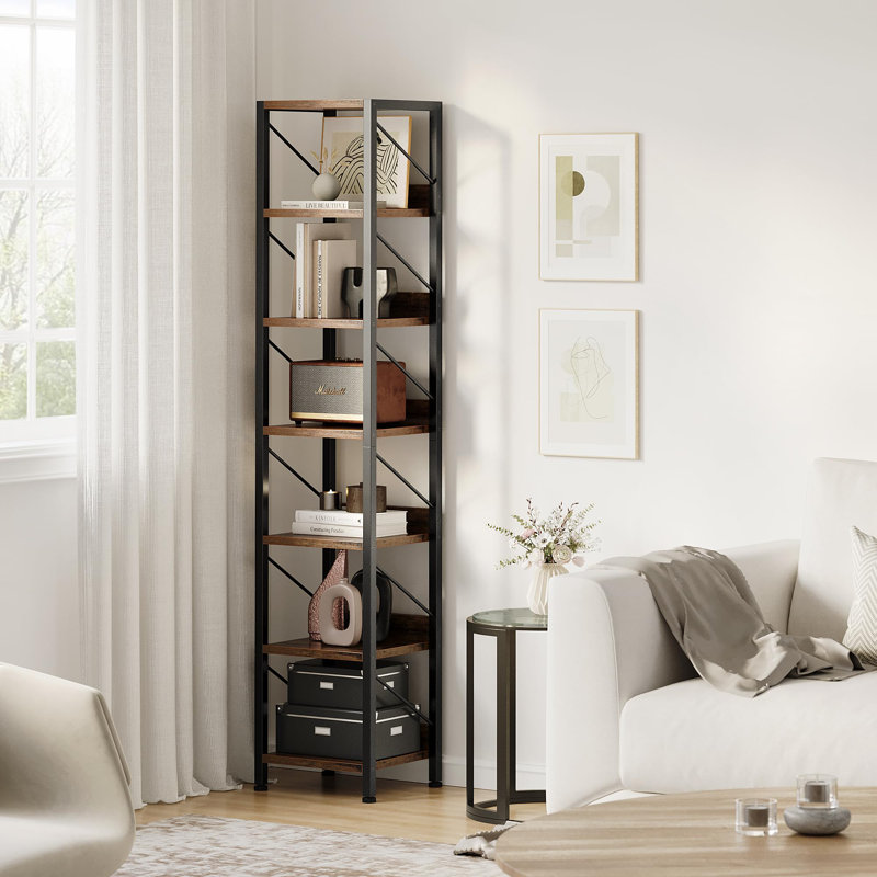 168cm H x 34.8cm W Metal Bookcase, Brown