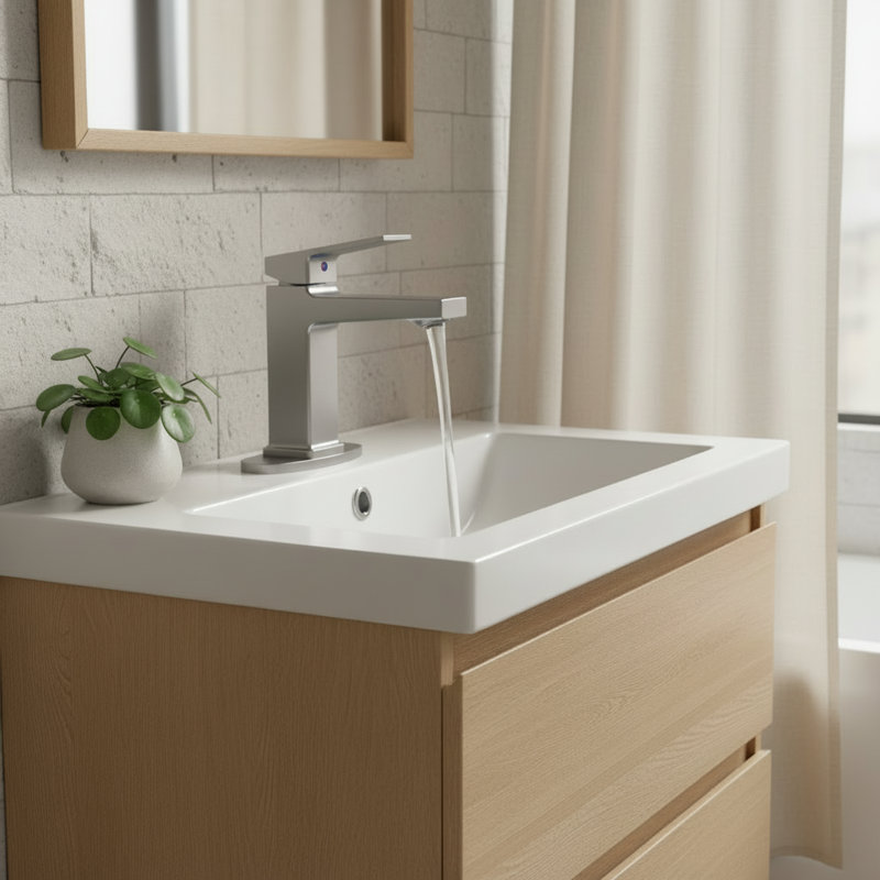 Modern Single Lever Bathroom Vanity Faucet(Set of 2), Brushed Nickel