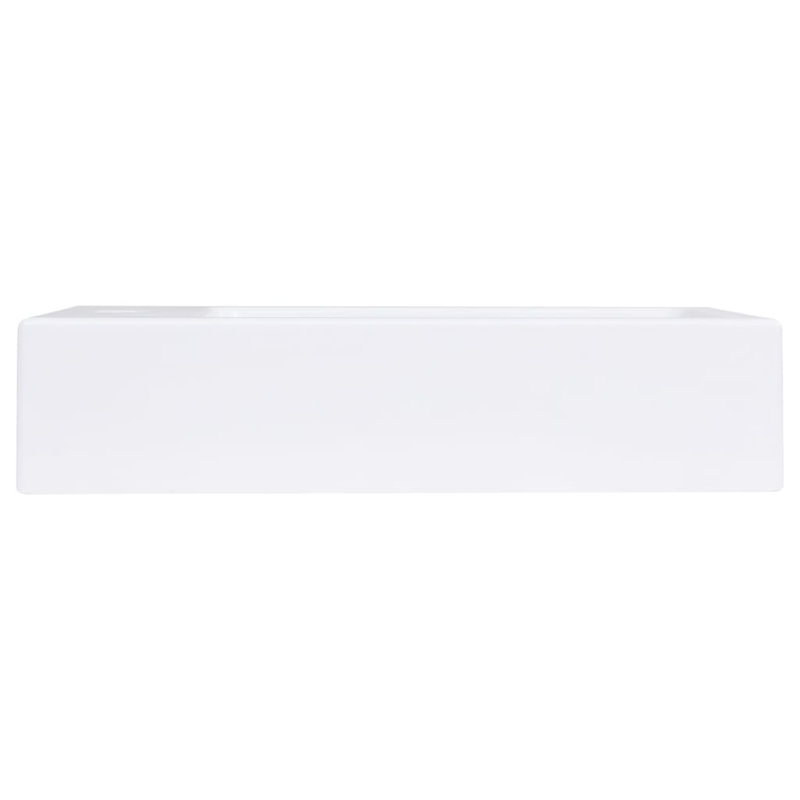 White SMC Rectangular Bathroom Wash Basin with Faucet Hole