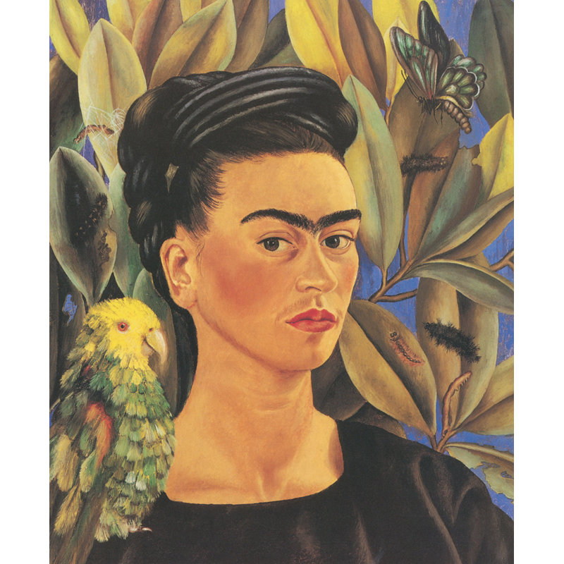 «Self Portrait with Bonito» par Frida Kahlo, toile tendue avec châssis, H 48 po x l 33 po