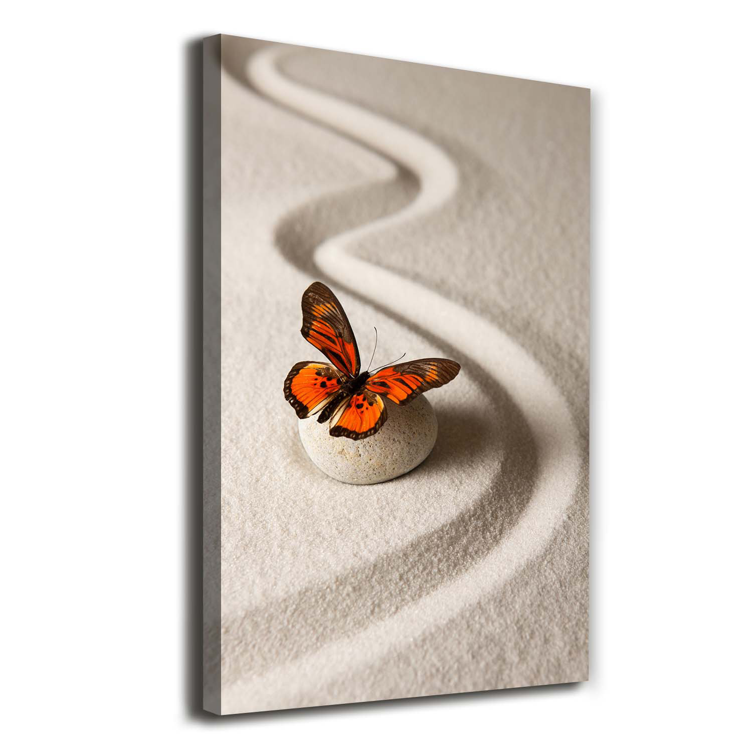 August Grove Zen Stone and Butterfly - Wrapped Canvas Art Prints ...