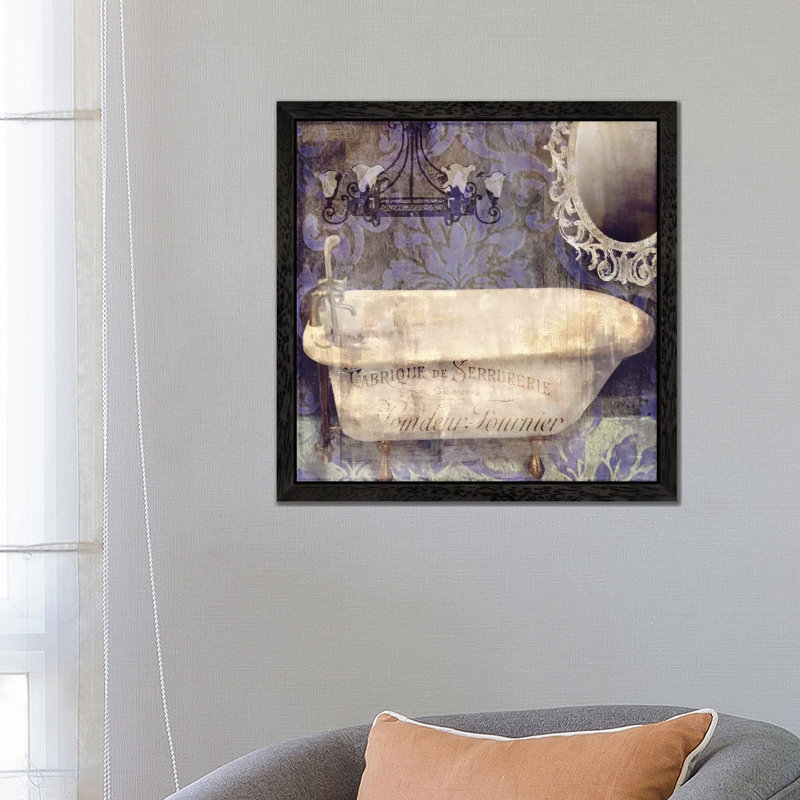 Le Bain Paris II - Floater Frame Painting on Canvas, 66.04 cm H x 66.04 cm W, Black