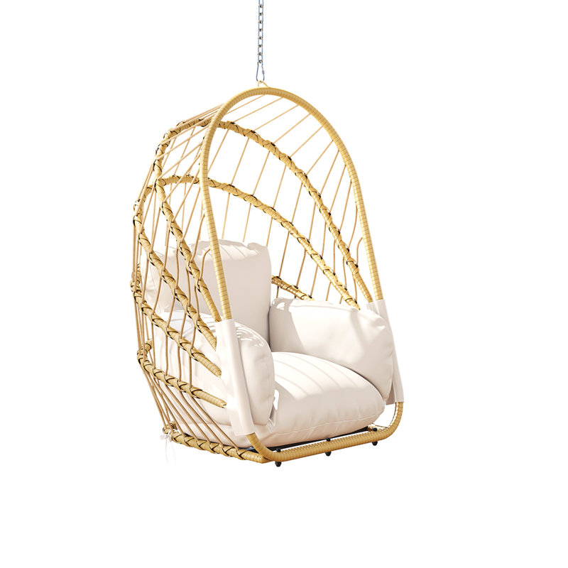 Maaseiah 1 Person Egg Chair, White/Oak, Beige