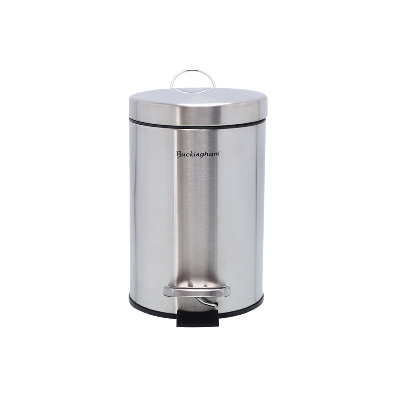 Buckingham Soft Closing Round Pedal Bin Stainless Steel, 3 Litres