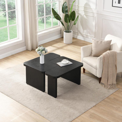 Table basse rectangulaire en bois 47,24 * 23,62 pouces et 35,43 * 31,49 pouces, table basse simple en forme de L