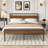 Queen Size Bed Frame with Wood Headboard & Footboard - Industrial-Modern Steel Platform Base, 1000lbs Capacity, Fits 84" L x 63" W Mattress, Easy Assembly & Noise Free Design