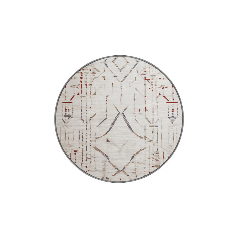 Tapis gris soyeux et moelleux, Rond 4 pi