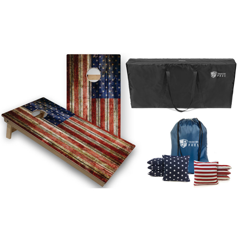 Tailgating Pros Solid Wood Foldable Cornhole Set with Carrying Case