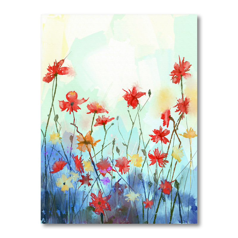 Impression florale printanière - Peinture, H 20 po x l 12 po x P 1 po, Toile tendue