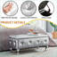 Banc de rangement repose-pieds avec similicuir, boutons en cristal pour la chambre à coucher, le salon, le vestibule | Argent mat | Pieds en métal-1461842207