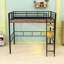 Lit mezzanine double avec éclairage à DEL intégré, bureau et tablettes