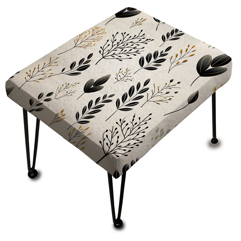 Chic Noir Floral Fusion - Floral Rectangle Ottoman