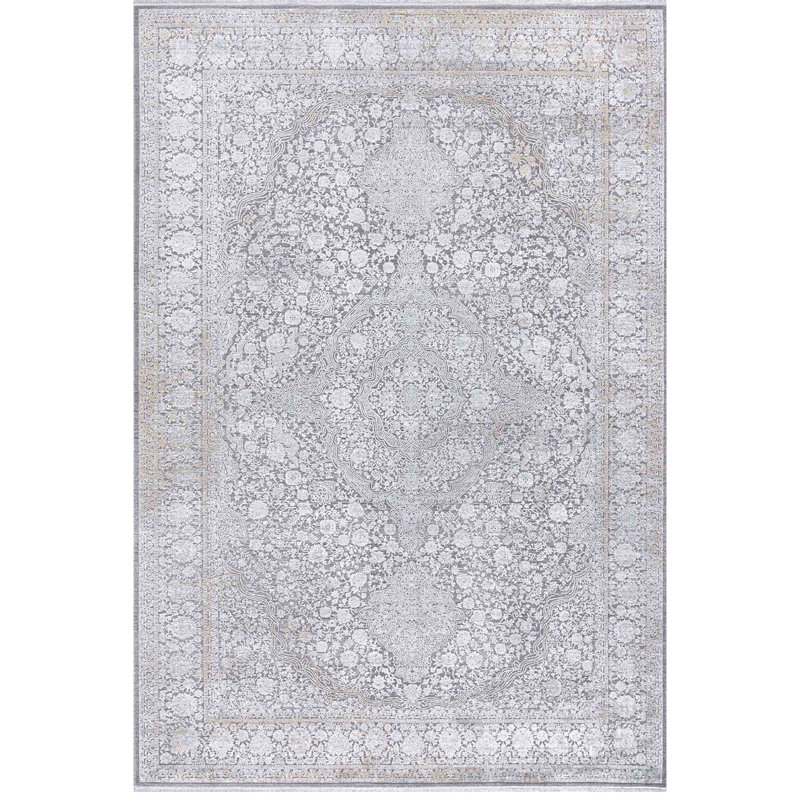 Diaundra Rectangle Vintage Look Viscose Indoor / Outdoor Area Rug, Rectangle 5'3" x 7'6"