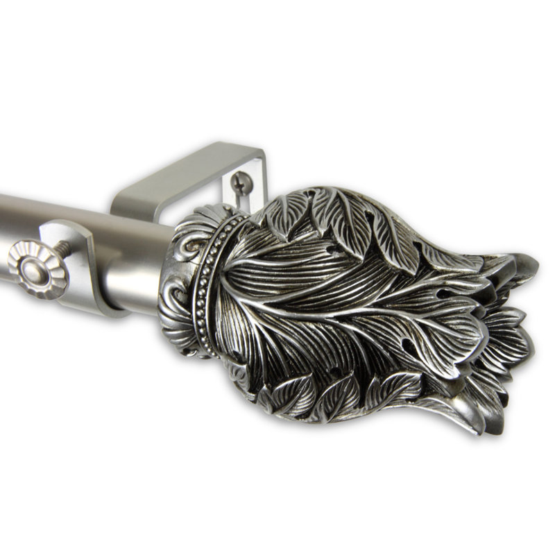 Tringle à rideaux simple 1 po Tate, 48 po à 84 po, Nickel satiné